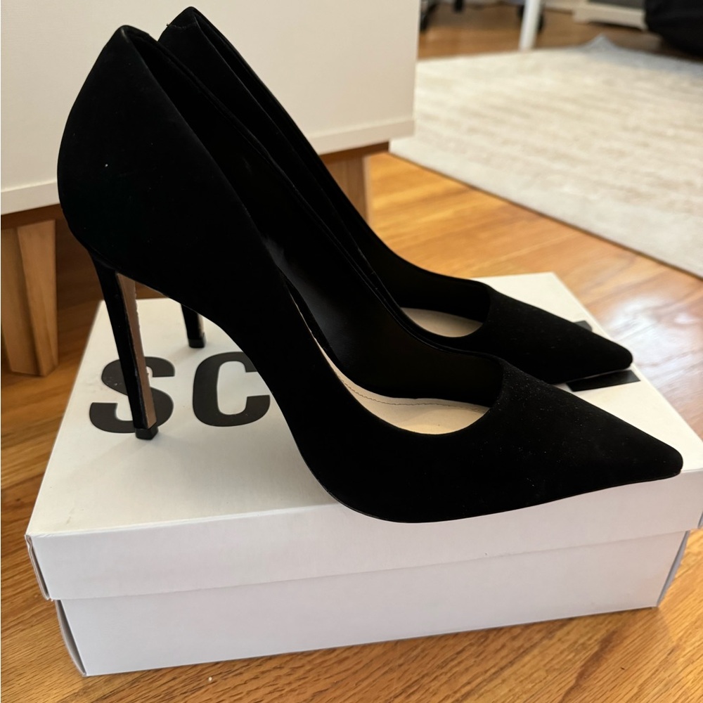 9.5 Black Suede Schutz Pointed Pumps